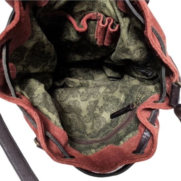 Southwestern Suede Beaded Crossbody Bucket Bag - Picture 6 of 8